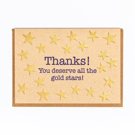 Gold Star Thanks Card