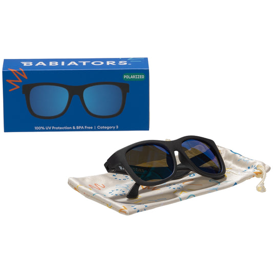 Polarized Jet Black Navigator Kids Sunglasses