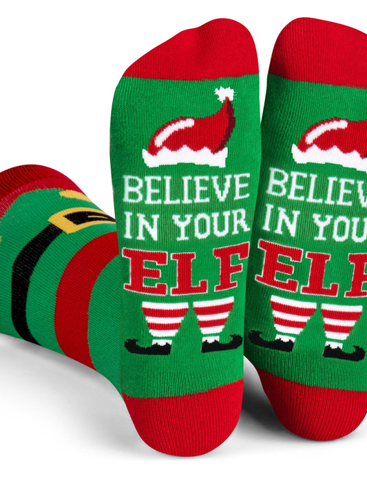Believe in Your Elf Christmas Socks