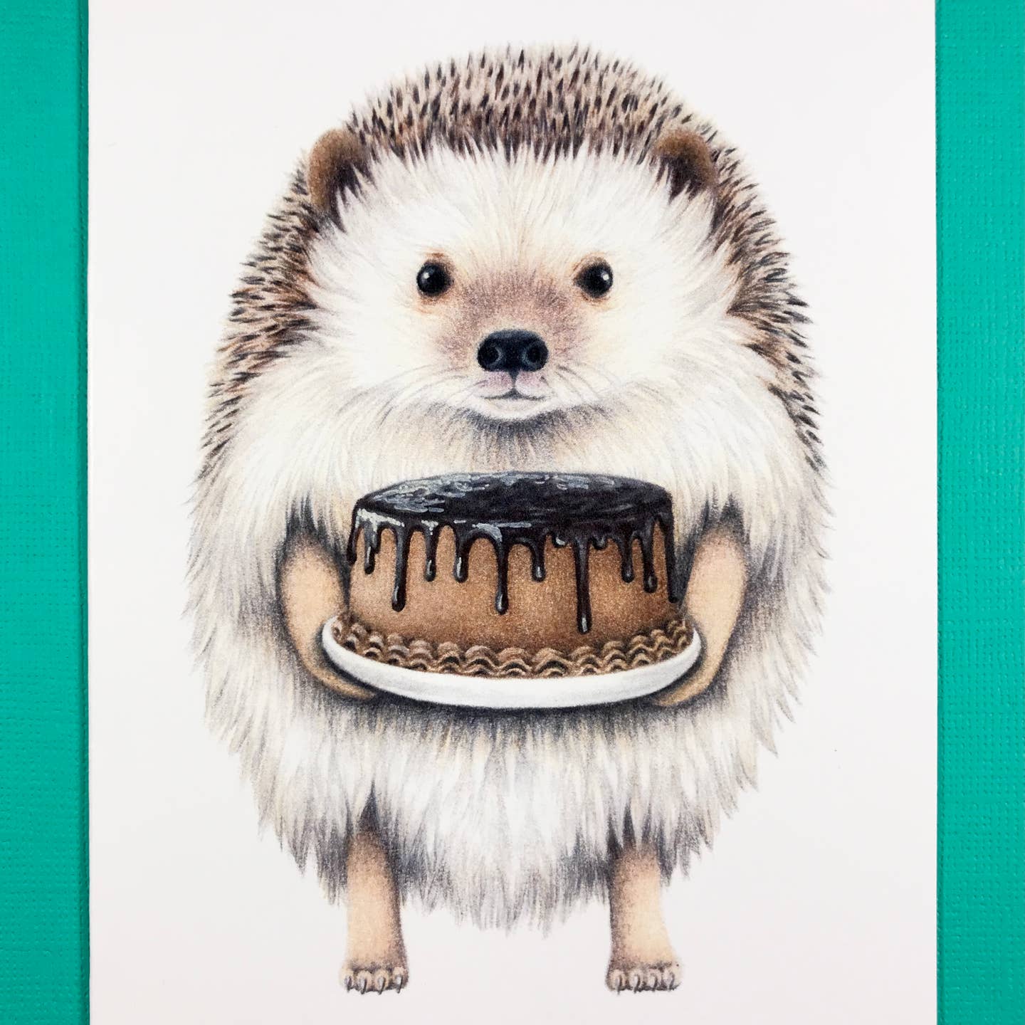 Hedgehog with Cake Card