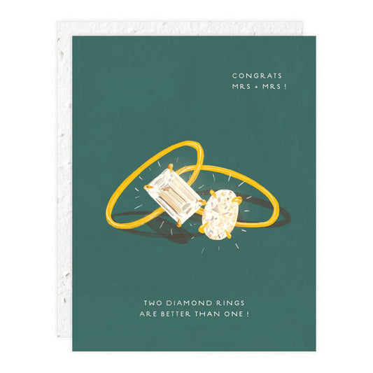 Mrs. Two Diamond Rings Wedding Card