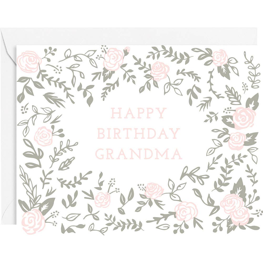 Floral Wreath Happy Birthday Grandma Card