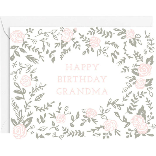 Floral Wreath Happy Birthday Grandma Card