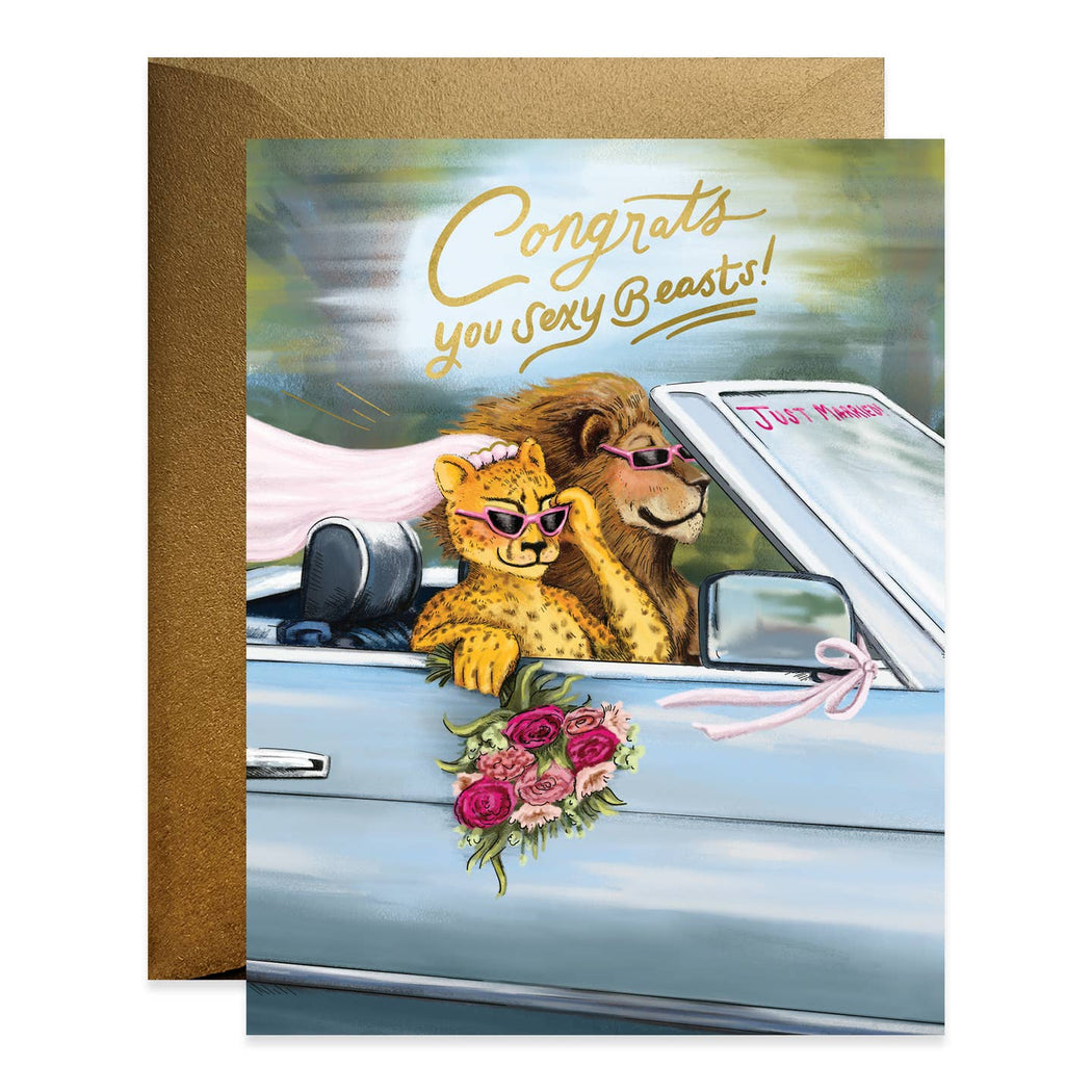 Congrats You Sexy Beasts Wedding Card