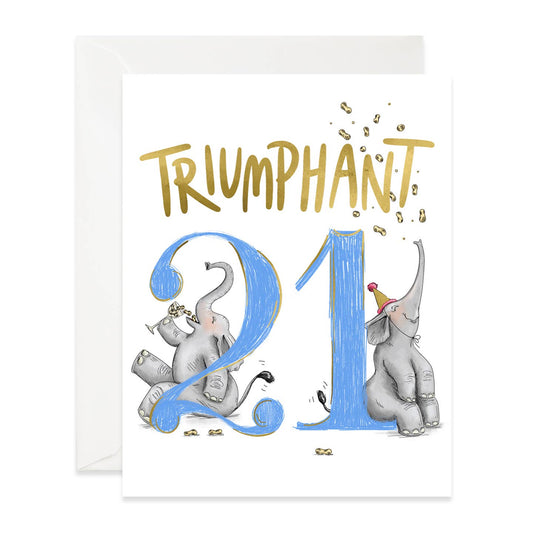 Triumphant 21 Birthday Elephants Card