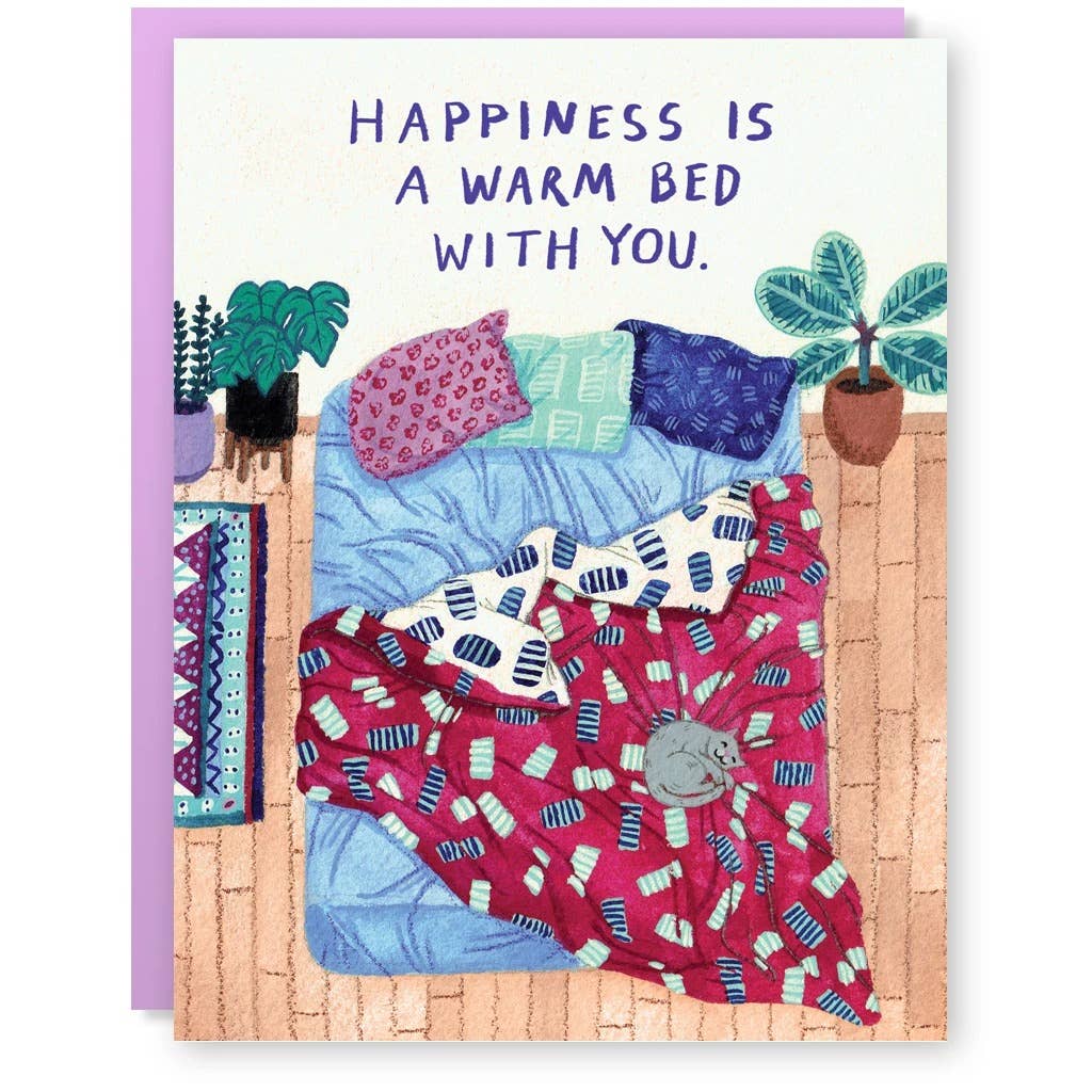 Happiness is a Warm Bed Cat Card