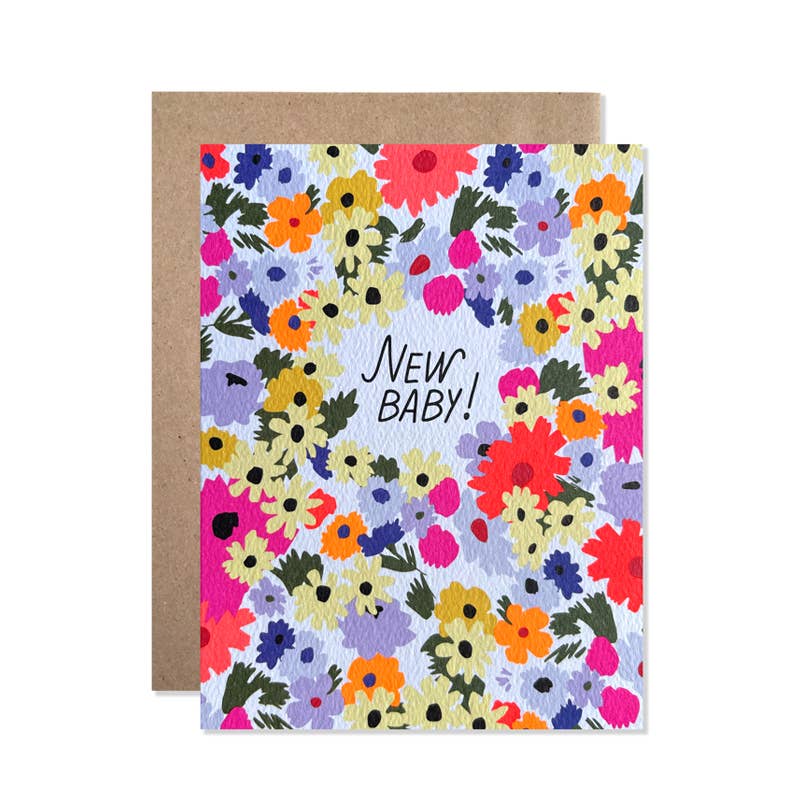 New Baby Tiny Neon Flowers Card