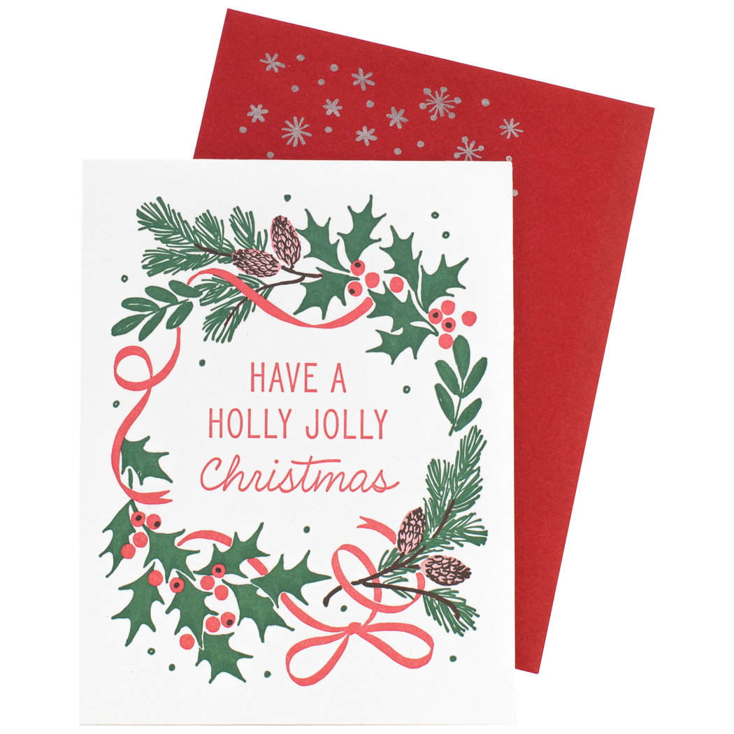 Holly Jolly Christmas Wreath Cards