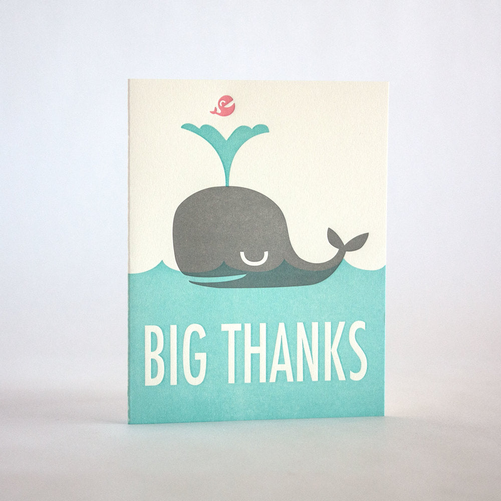 Big Thanks Whale Letterpress Card (Boxed Set)