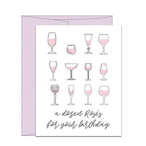 A Dozen Roses for Your Birthday Wine Glasses Card