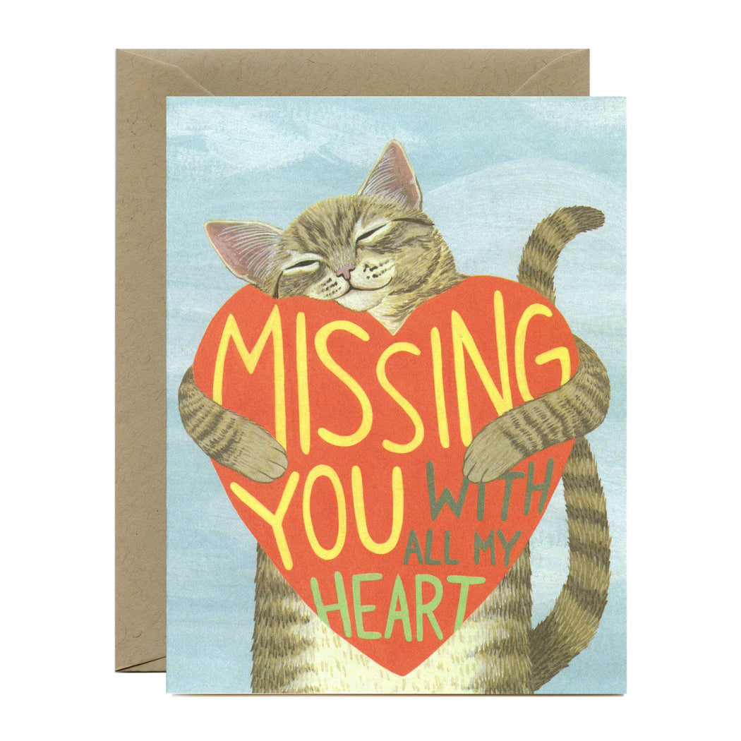Missing You With all My Heart Cat Card