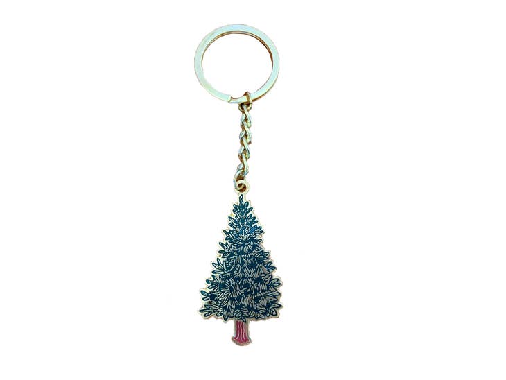 Pine Tree Enamel Keychain