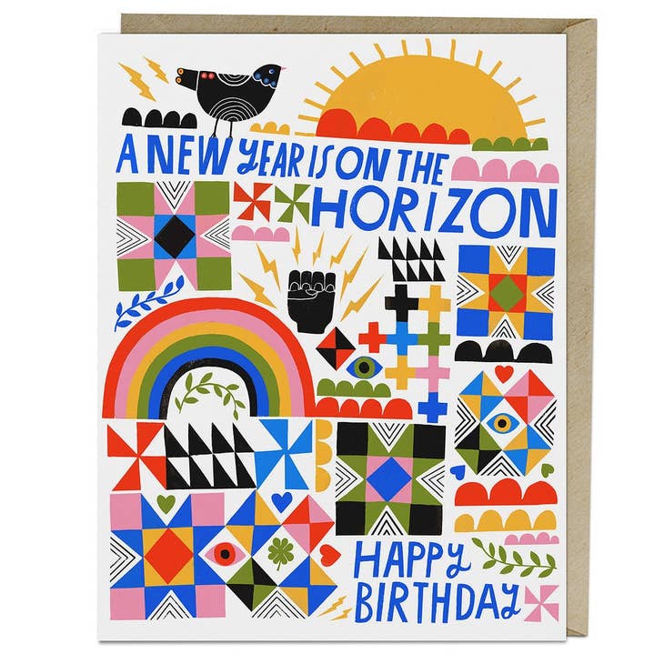 New Year is on the Horizon Birthday Card