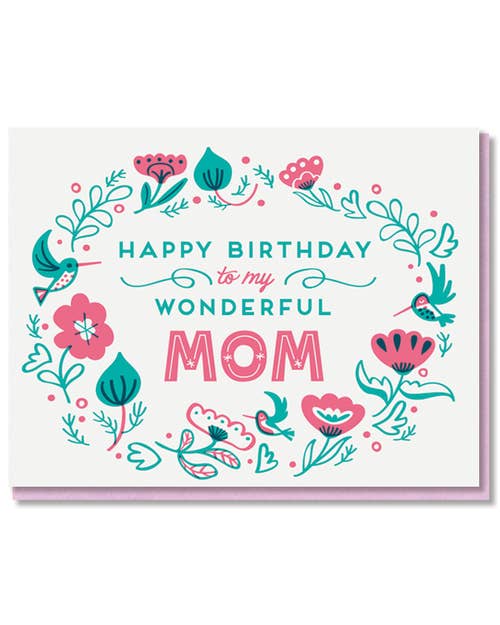 Flowers Wonderful Mom Birthday Card