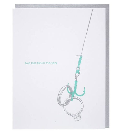 Two Less Fish in the Sea Hook Wedding Card