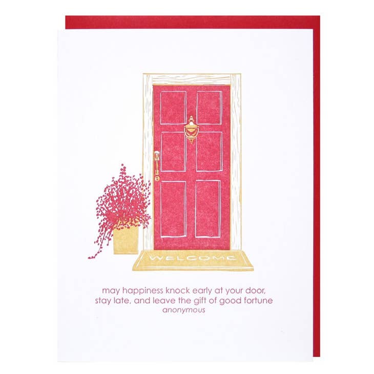 Happiness Knock Early Gift of Good Fortune Door Anonymous Card
