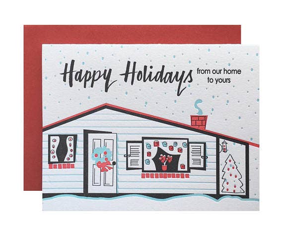 Mid Century Happy Holidays from Our Home to Yours Card