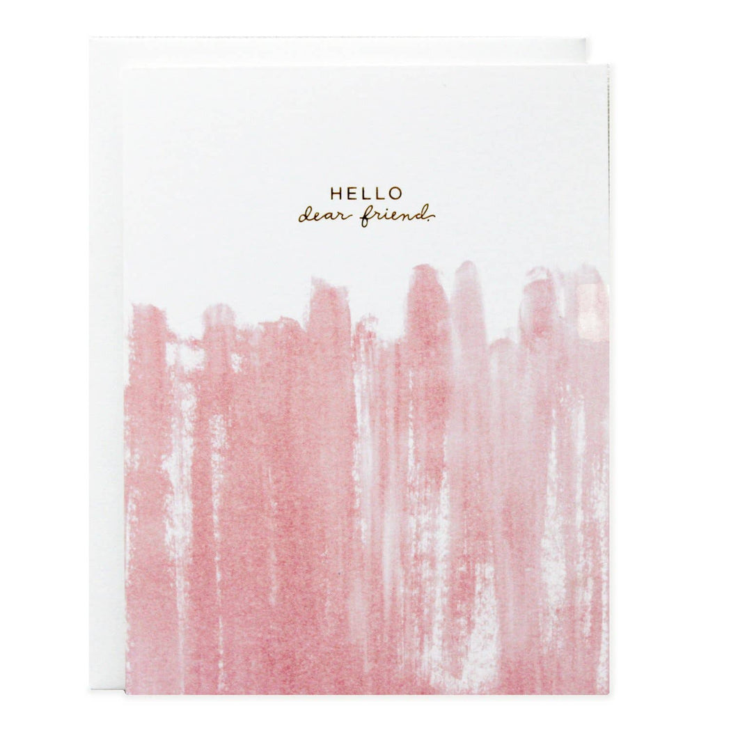 Hello Dear Friend Pink Brush Card