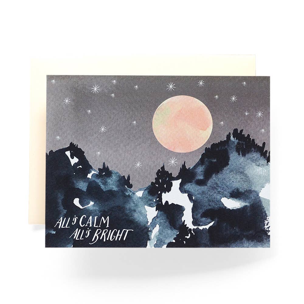 All Is Calm Bright Holiday Mountain Card