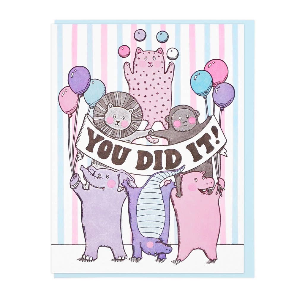 You Did It Party Animals Card