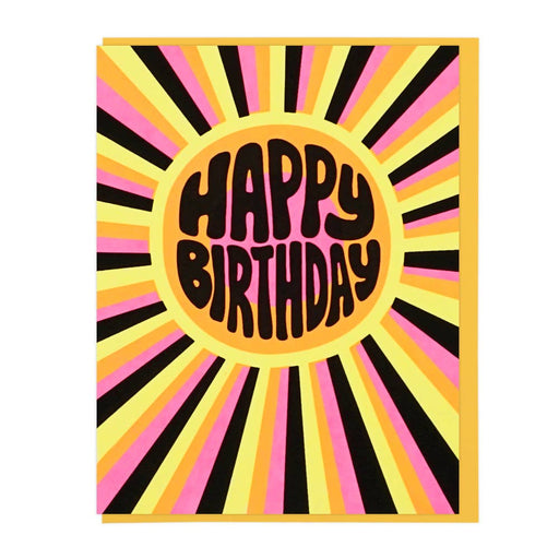 Happy Birthday Neon Sunburst Card