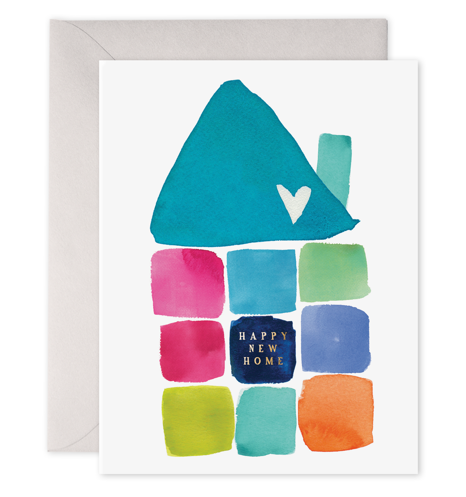 Happy New Home Watercolor Blocks Card