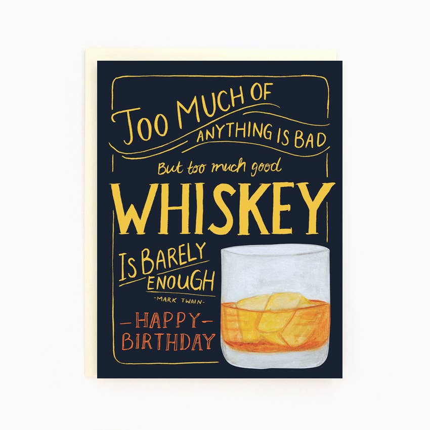 Whiskey Too Much Not Enough Birthday Card