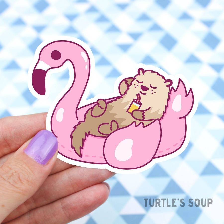Flamingo Float Summer Otter Vinyl Sticker