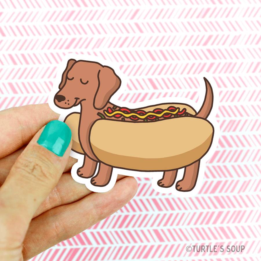 Dachshund Hot Dog Vinyl Sticker