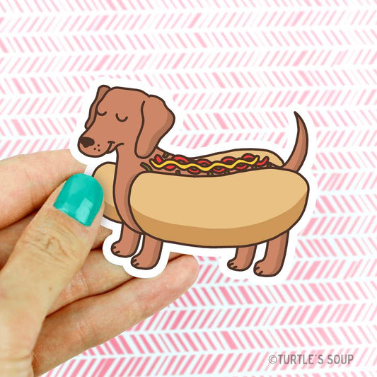 Dachshund Hot Dog Vinyl Sticker