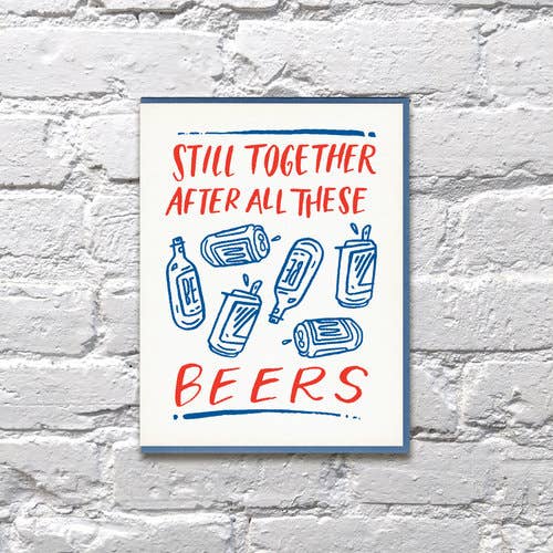 Still Together After All These Beers Anniversary Card
