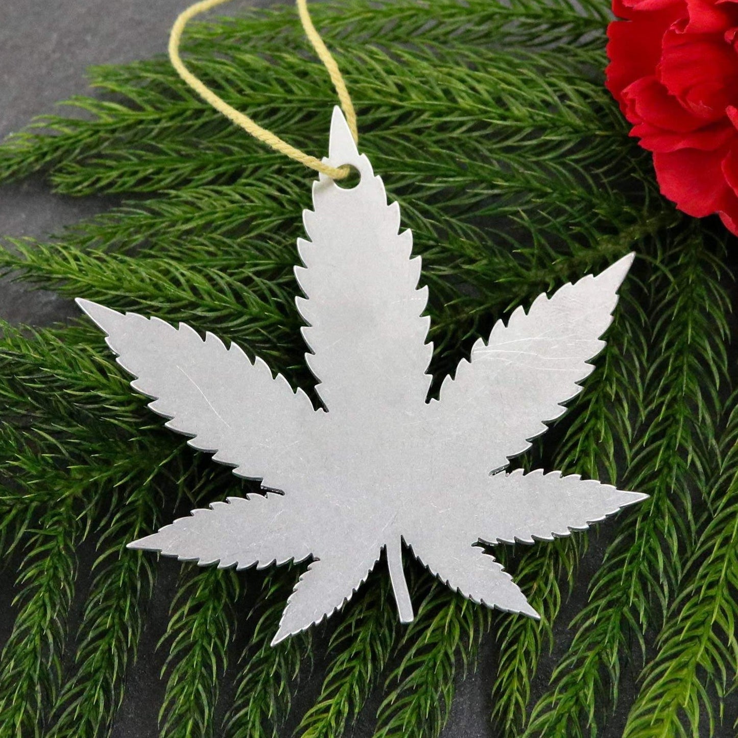 Weed Pot Leaf Metal Ornament