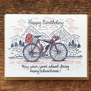 Bike Many Adventures Birthday Card