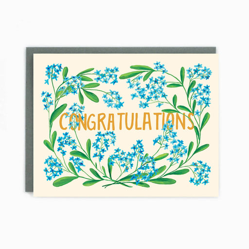 Congratulations Blue Flowers Card