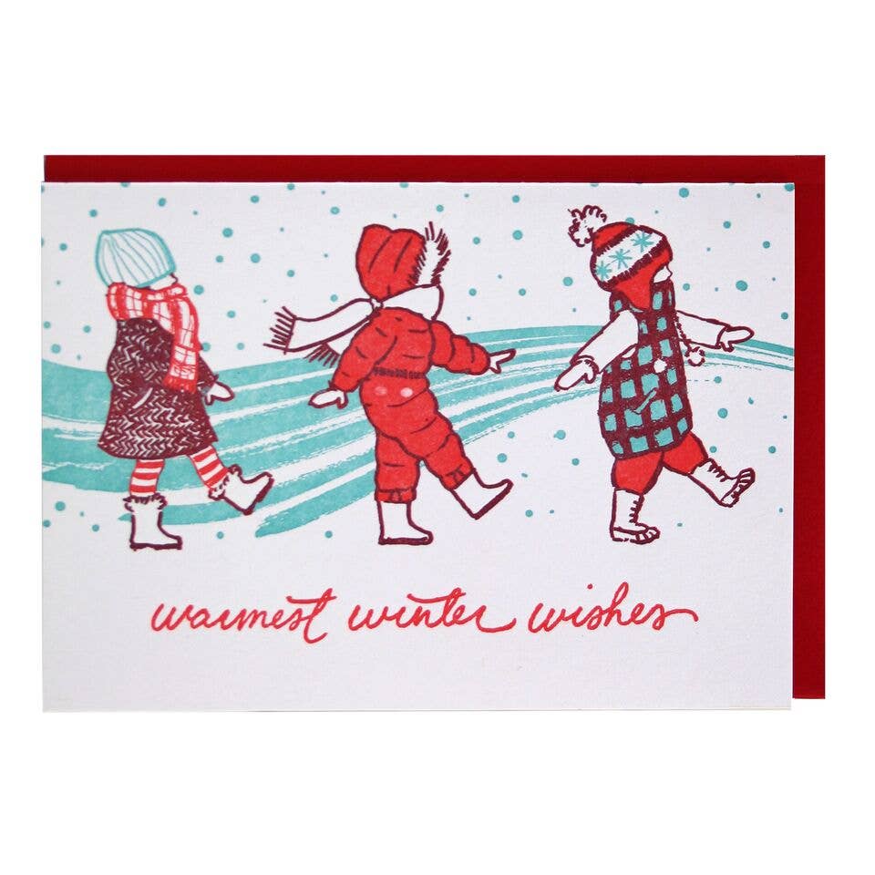 Bundled Up Kids Warmest Winter Wishes Cards