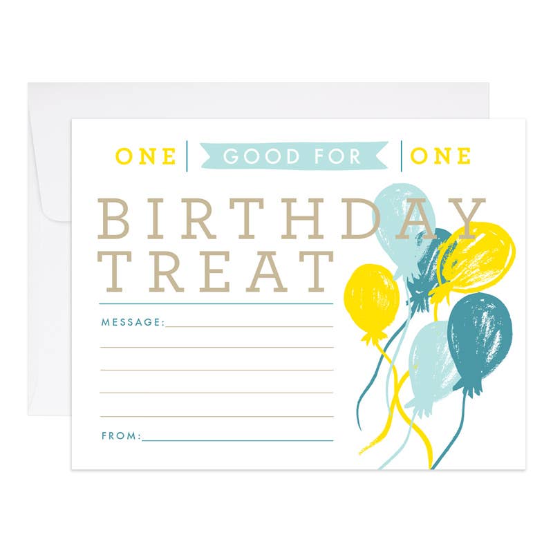 Good for One Birthday Treat Coupon Card