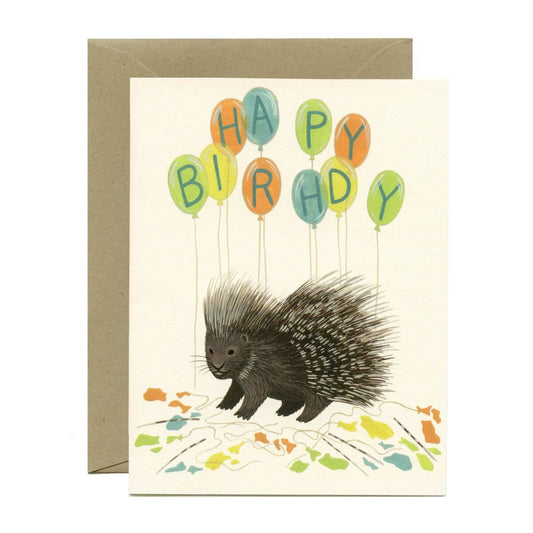Porcupine Balloons Birthday Card