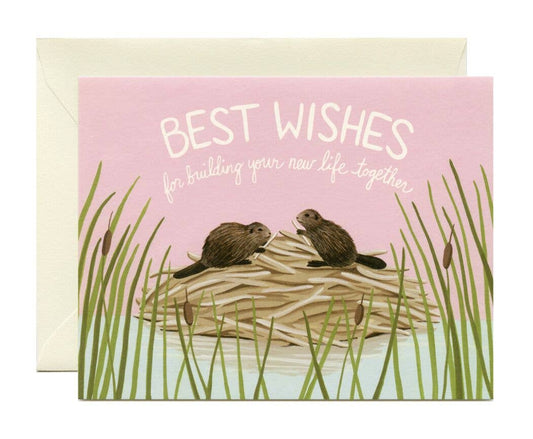 Beaver Best Wishes Building New Life Together Wedding Card