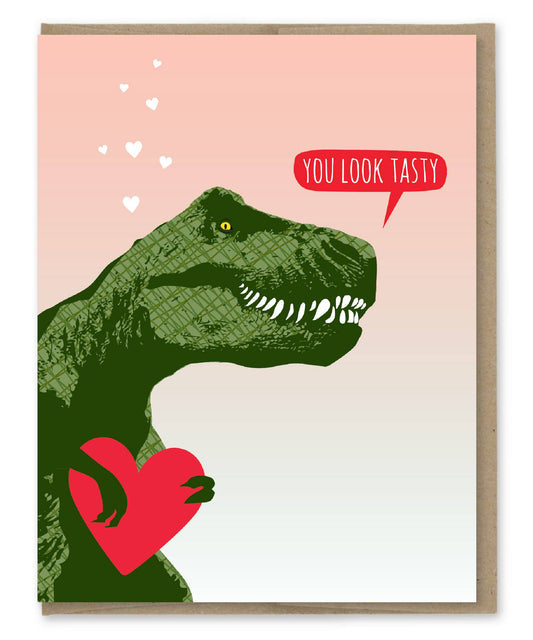 You Look Tasty TRex Heart Card
