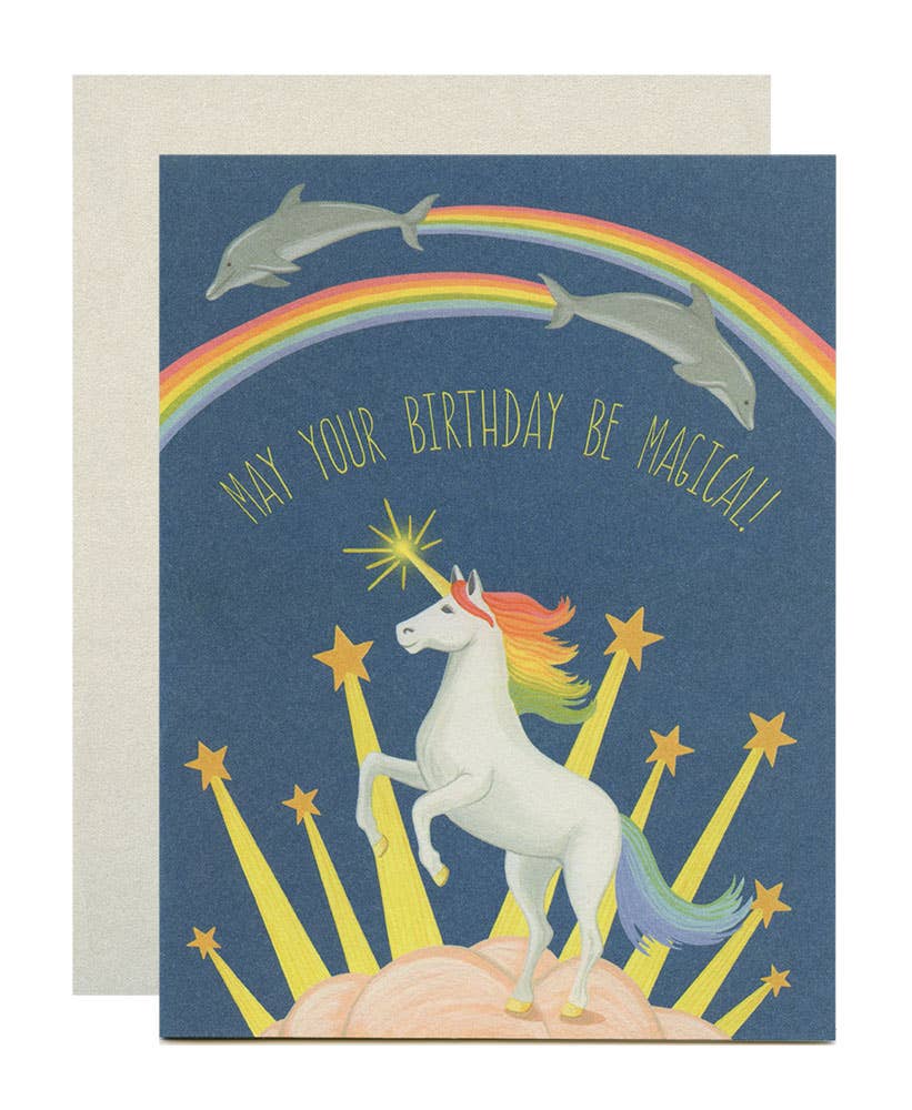 May Your Birthday Be Magical Unicorn Dolphin Card