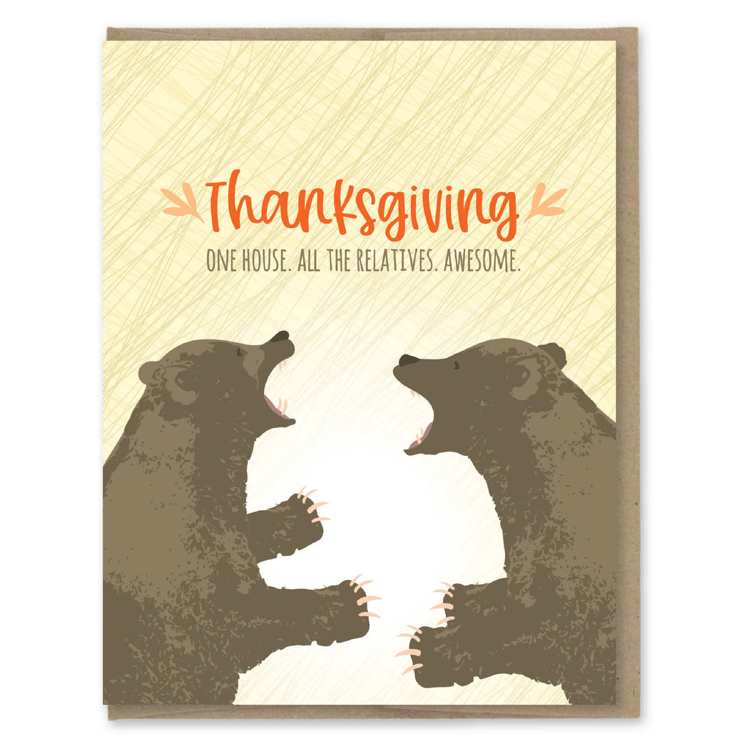 Bears One House All The Relatives Thanksgiving Card