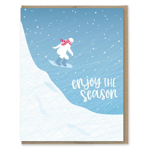Enjoy The Season Yeti Snowboarding Holiday Card