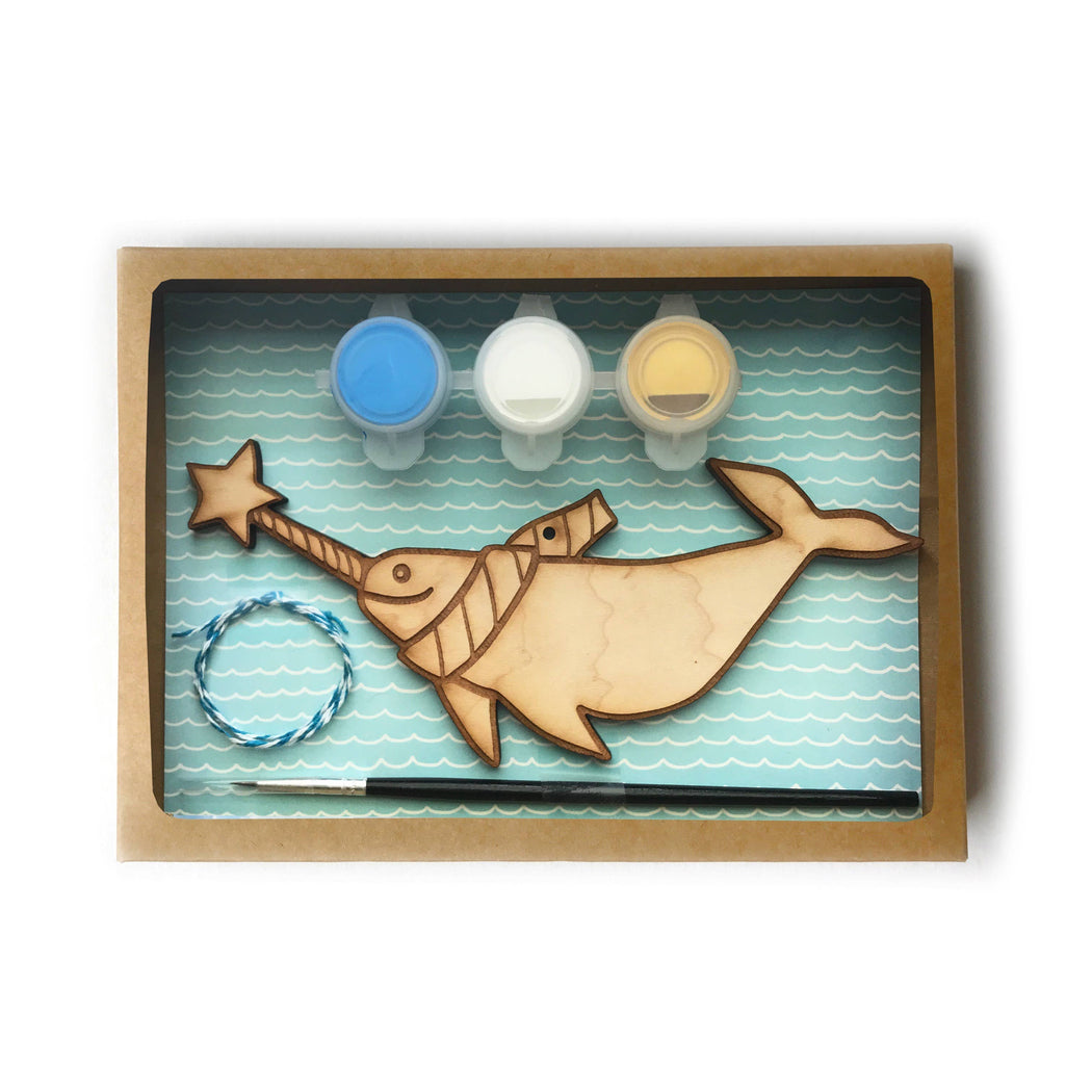 DIY paint Holiday Ornament Kit narwhal