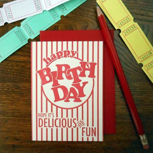 Popcorn Package Birthday Hope its Delicious Fun Card