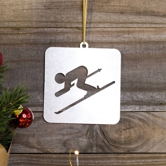 Downhill Skier Metal Ornament