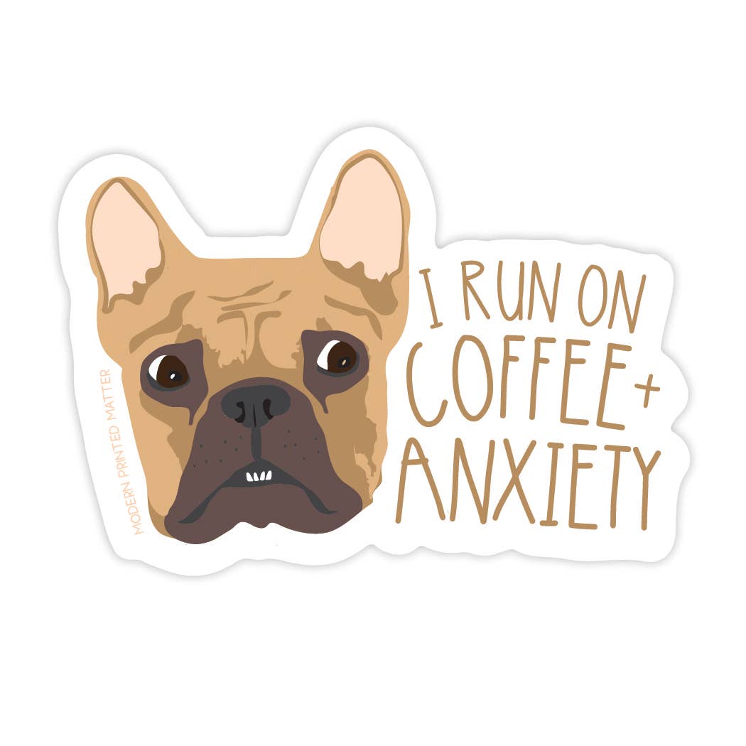 Coffee Anxiety Frenchie Dog Vinyl Sticker