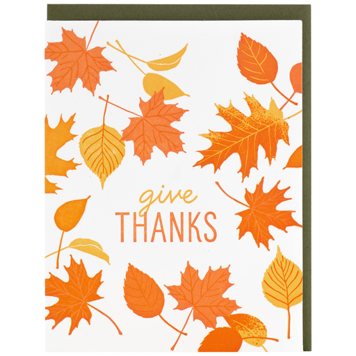 Falling Leaves Give Thanks Thanksgiving Cards