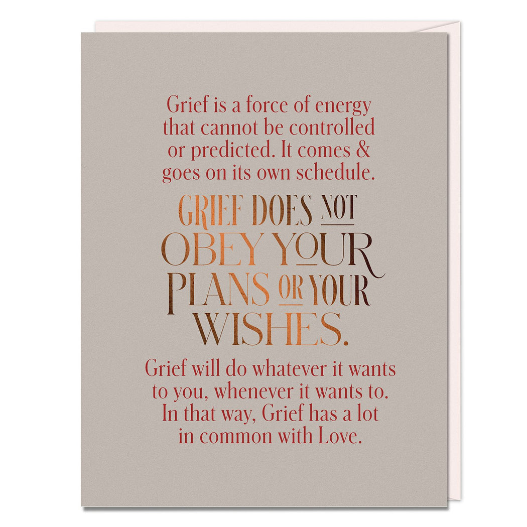 Grief Does Not Obey Gilbert Card