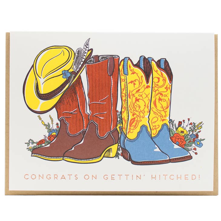 Congrats on Gettin Hitched Boots Wedding Card