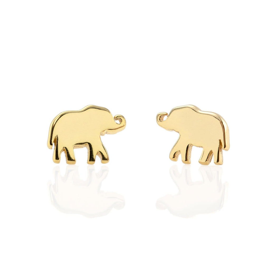 Elephant Stud Gold Earrings